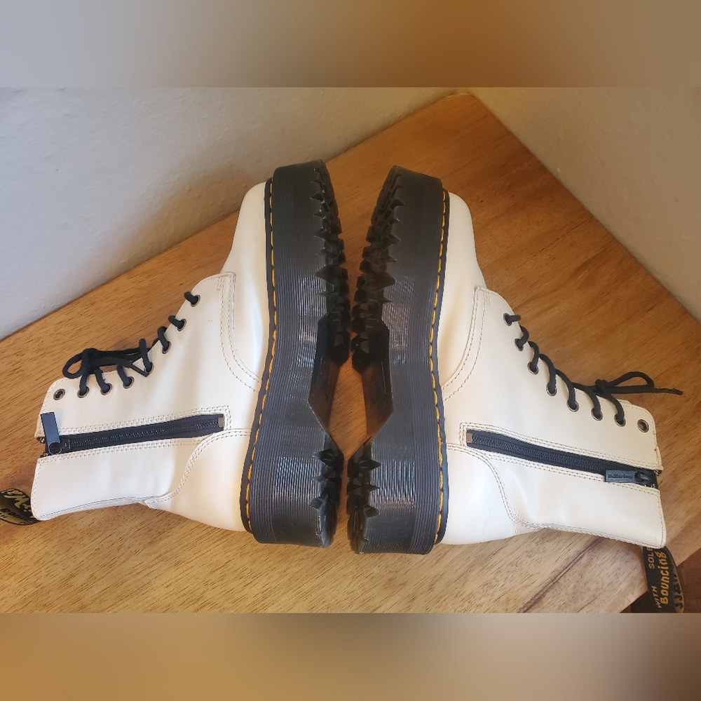 Dr Martens Jadon Platform White Polished Smooth Leather Mens 7 Womens 8 - Picture 4 of 11